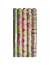 Tradineur - Pack de 5 rollos de papel kraft de regalo, modelo Todo Año, láminas, hojas para envolver regalos, cumpleaños, Navida