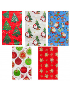 Tradineur - Pack de 5 rollos de papel de regalo, modelo Navidad 15002, láminas, hojas para envolver regalos, cumpleaños, Navidad