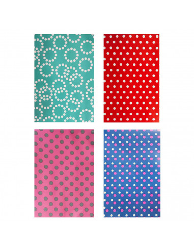 Tradineur - Pack de 4 rollos de papel de regalo, modelo Lunares, láminas, hojas para envolver regalos, cumpleaños, Navidad, 100