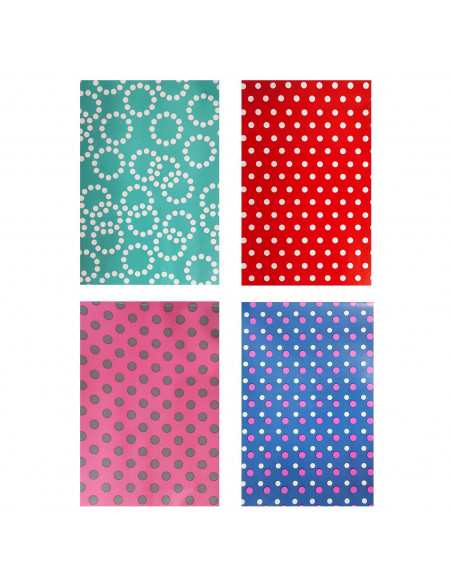 Tradineur - Pack de 4 rollos de papel de regalo, modelo Lunares, láminas, hojas para envolver regalos, cumpleaños, Navidad, 100