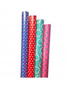 Tradineur - Pack de 4 rollos de papel de regalo, modelo Lunares, láminas, hojas para envolver regalos, cumpleaños, Navidad, 100