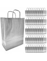 Tradineur - Pack de 50 bolsa Kraft "S" - Ideal para guardar tus regalos de navidad, fin de años o año nuevo - 24 x 32 cm - Color