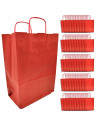 Tradineur - Pack de 50 bolsa Kraft "S" - Ideal para guardar tus regalos de navidad, fin de años o año nuevo - 24 x 32 cm - Color