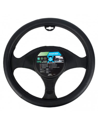 Tradineur - Funda de volante universal negro de 38 cm de diámetro, simil piel, cubierta de volante, modelo aleatorio