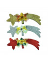 Tradineur - Estrella Cometa con flor para árbol de navidad - Fabricado en plástico - Colores en escarcha - Decoración para tempo