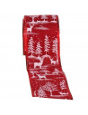 Tradineur - Rollo de cinta de navidad decorada con renos, tela organza, poliéster, decoración árbol Navidad, envolver regalos, m