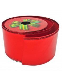 Tradineur - Rollo de cinta de navidad, poliéster, brillante, decoración árbol Navidad, envolver regalos, adornos, manualidades -