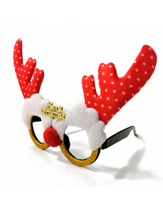 Tradineur - Gafas navideñas con diseño de reno "Merry Christmas" - Fabricado en poliéster y plástico - 14 x 22,5 cm