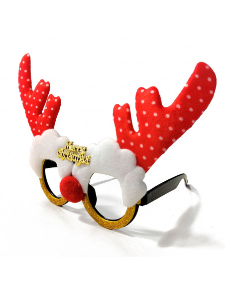 Tradineur - Gafas navideñas con diseño de reno "Merry Christmas" - Fabricado en poliéster y plástico - 14 x 22,5 cm