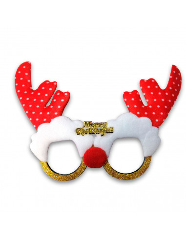 Tradineur - Gafas navideñas con diseño de reno "Merry Christmas" - Fabricado en poliéster y plástico - 14 x 22,5 cm