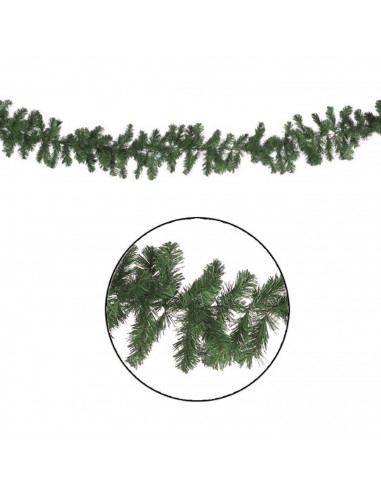 Tradineur - Guirnalda de Navidad, pino verde, abeto, plástico y metal, oropel colgante, espumillón, árbol, chimeneas, adornos, d