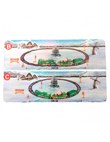 Tradineur - Tren Navideño de juguete 25 piezas - Fabricado en plástico - pilas no incluidas - Raíl hasta 91 cm 