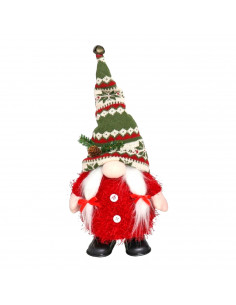 Tradineur - Gnomo Navideño bailarín con leds - Fabricado en Poliéster - Decoración para temporada Navideña - 40 cm - Modelo Surt