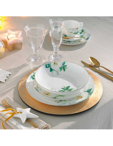 Tradineur - Bajoplato reutilizable redondo de plástico, plato llano decorativo, bandeja para presentación de dulces, Navidad, tu