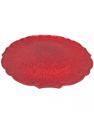 Tradineur - Bajoplato redondo reutilizable de plástico, plato llano decorativo, bandeja para presentación de dulces, Navidad, tu