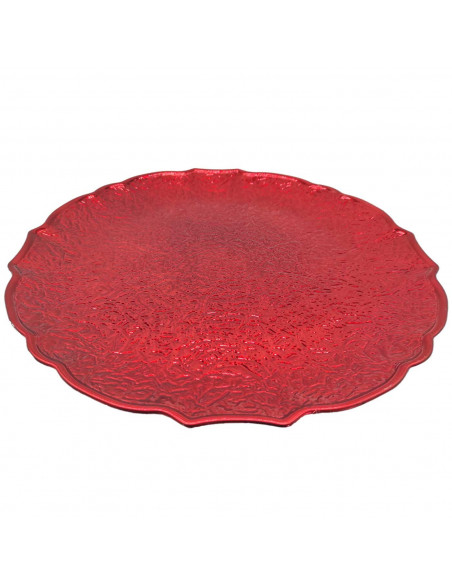 Tradineur - Bajoplato redondo reutilizable de plástico, plato llano decorativo, bandeja para presentación de dulces, Navidad, tu