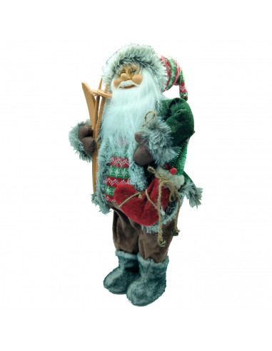 Tradineur - Figura de Santa Claus Navideño - Fabricado en Poliéster - Decoración para temporada Navideña - Altura aprox.: 45 cm