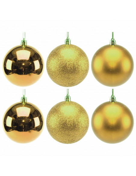 Tradineur - Sets de 6 Bolas para árbol navideño - Fabricado en plástico - Decoración para temporada navideña - Ø 8 cm - Color Or Tradineur - Sets de 6 Bolas para árbol navideño - Fabricado en plástico - Decoración para temporada navideña - Ø 8 cm - Color Or