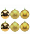 Tradineur - Sets de 6 Bolas para árbol navideño - Fabricado en plástico - Decoración para temporada navideña - Ø 8 cm - Color Or