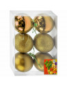 Tradineur - Sets de 6 Bolas para árbol navideño - Fabricado en plástico - Decoración para temporada navideña - Ø 8 cm - Color Or