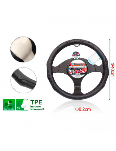 Funda de volante negro de 40 cm de diámetro, simil piel, cubierta de volante, modelo aleatorio