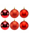 Tradineur - Set de 6 Bolas para árbol navideño - Fabricado en plástico - Decoración para temporada navideña - Ø 8 cm - Color Roj