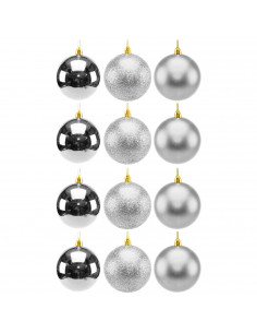 Tradineur - Pack de 2 Sets de 6 Bolas para árbol navideño - Fabricado en plástico - Decoración para temporada navideña - Ø 8 cm