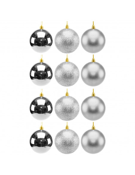 Tradineur - Pack de 2 Sets de 6 Bolas para árbol navideño - Fabricado en plástico - Decoración para temporada navideña - Ø 8 cm