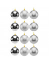 Tradineur - Pack de 2 Sets de 6 Bolas para árbol navideño - Fabricado en plástico - Decoración para temporada navideña - Ø 8 cm