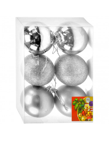 Tradineur - Pack de 2 Sets de 6 Bolas para árbol navideño - Fabricado en plástico - Decoración para temporada navideña - Ø 8 cm