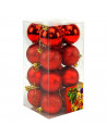 Tradineur - Sets de 16 Bolas para árbol navideño - Fabricado en plástico - Decoración para temporada navideña - Ø 5 cm - Color R