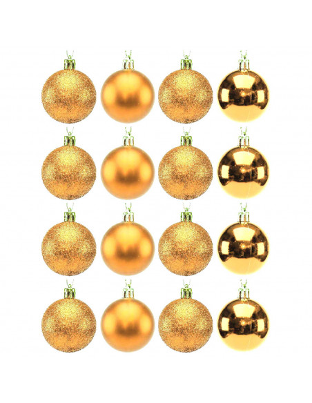 Tradineur - Sets de 16 Bolas para árbol navideño - Fabricado en plástico - Decoración para temporada navideña - Ø 5 cm - Color O Tradineur - Sets de 16 Bolas para árbol navideño - Fabricado en plástico - Decoración para temporada navideña - Ø 5 cm - Color O