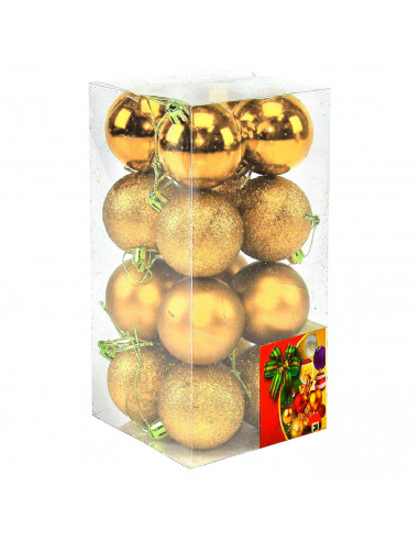 Tradineur - Sets de 16 Bolas para árbol navideño - Fabricado en plástico - Decoración para temporada navideña - Ø 5 cm - Color O