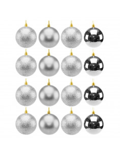 Tradineur - Sets de 16 Bolas para árbol navideño - Fabricado en plástico - Decoración para temporada navideña - Ø 5 cm - Color P
