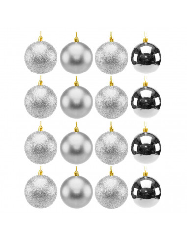 Tradineur - Sets de 16 Bolas para árbol navideño - Fabricado en plástico - Decoración para temporada navideña - Ø 5 cm - Color P