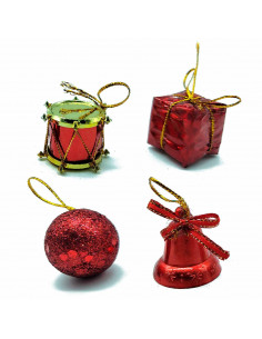 Tradineur - Sets de 14/16 piezas colgantes para árbol navideño - Fabricado en plástico - Decoración para temporada navideña - Ta