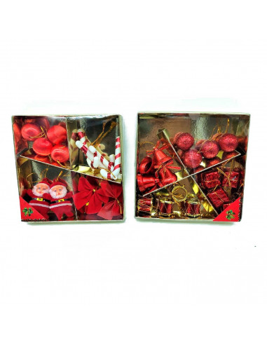 Tradineur - Sets de 14/16 piezas colgantes para árbol navideño - Fabricado en plástico - Decoración para temporada navideña - Ta