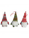 Tradineur - Gnomos con pijama navideño colgante - Fabricado en Poliéster - Decoración para temporada Navideña - 22 x 8 x 8 cm -