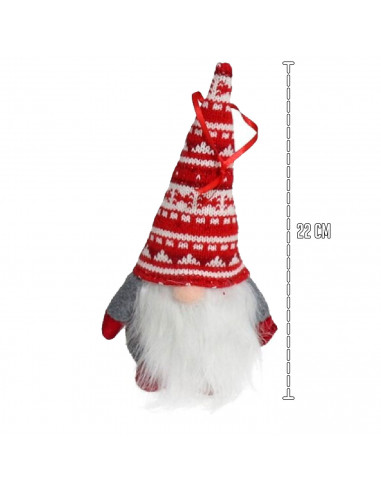 Tradineur - Gnomos con pijama navideño colgante - Fabricado en Poliéster - Decoración para temporada Navideña - 22 x 8 x 8 cm -