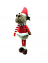 Tradineur - Muñeco Reno con ropa de navidad - Fabricado en Poliéster - Decoración para temporada navideña - 46 x 17 x 12 cm