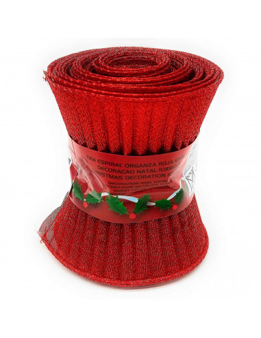 Tradineur - Tira de organza en espiral, tela, poliéster, decoración de árbol Navidad, envolver regalos, manualidades, adornos (R