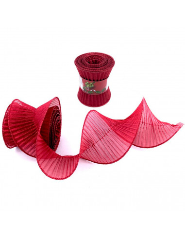 Tradineur - Tira de organza en espiral, tela, poliéster, decoración de árbol Navidad, envolver regalos, manualidades, adornos (R