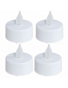 Tradineur - Pack de 4 velas de té LED, tealights con luz, plástico, funcionan con pilas, decoración del hogar, Navidad, fiestas