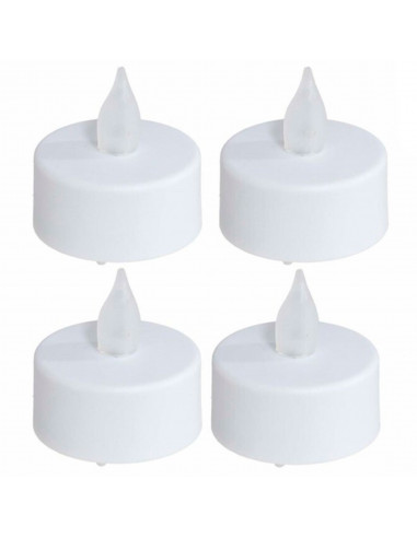 Tradineur - Pack de 4 velas de té LED, tealights con luz, plástico, funcionan con pilas, decoración del hogar, Navidad, fiestas
