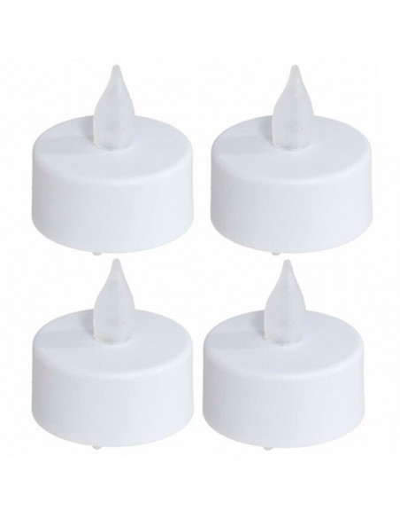 Tradineur - Pack de 4 velas de té LED, tealights con luz, plástico, funcionan con pilas, decoración del hogar, Navidad, fiestas