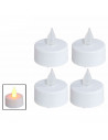 Tradineur - Pack de 4 velas de té LED, tealights con luz, plástico, funcionan con pilas, decoración del hogar, Navidad, fiestas