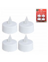 Tradineur - Pack de 4 velas de té LED, tealights con luz, plástico, funcionan con pilas, decoración del hogar, Navidad, fiestas