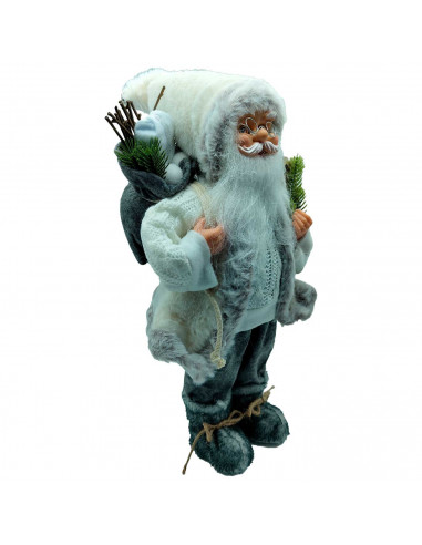 Tradineur - Figura de papa Noel Montañero Blanco - Fabricado en Poliéster y Plástico - Decoración para temporada navideña - 40 x