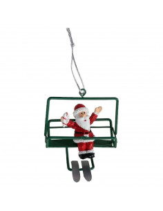 Tradineur - Colgante navideño de Papá Noel en Telesilla - Fabricado en Metal y resina - Decoración para temporada navideña - 7 x