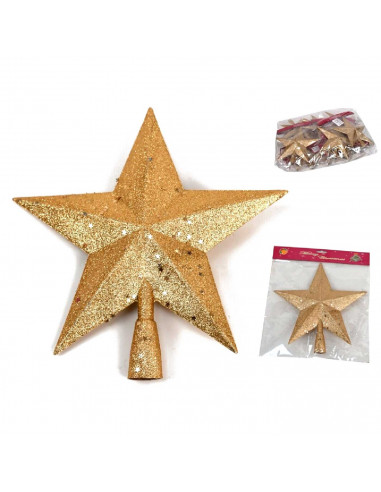 Tradineur - Estrella para punta del Árbol de Navidad - Fabricado en Plástico - Decoración para temporada navideña - Altura aprox